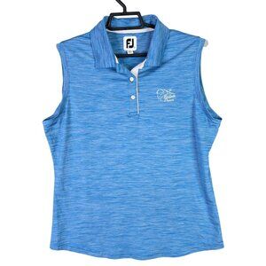 Womens FJ FootJoy Heather Blue Sleeveless Polo Shirt Polyester Stretch Size L